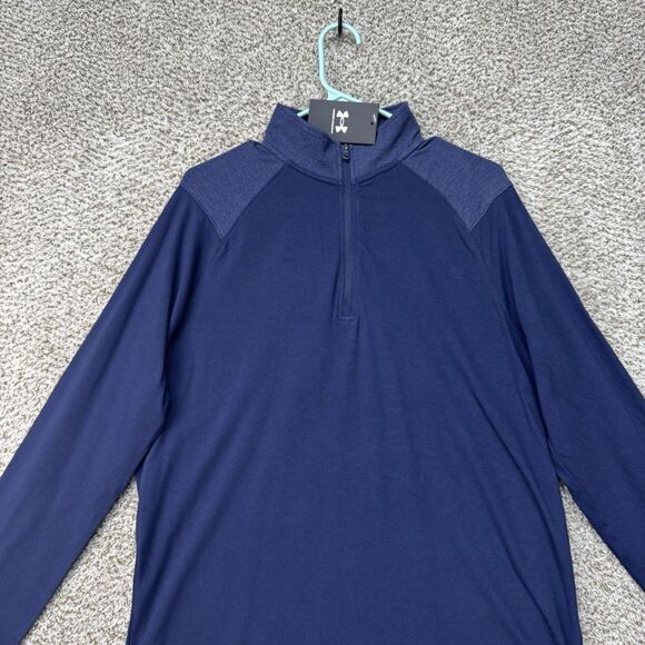 Under Armour 1/4 Zip Fleece Shirt Men's Medium Blue Lightweight Pullover New - Picture 4 of 16